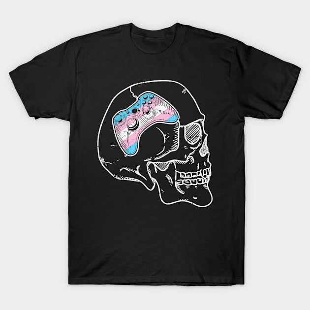 Videogame controller transgender pride skull lgbtq T-Shirt by Tianna Bahringer